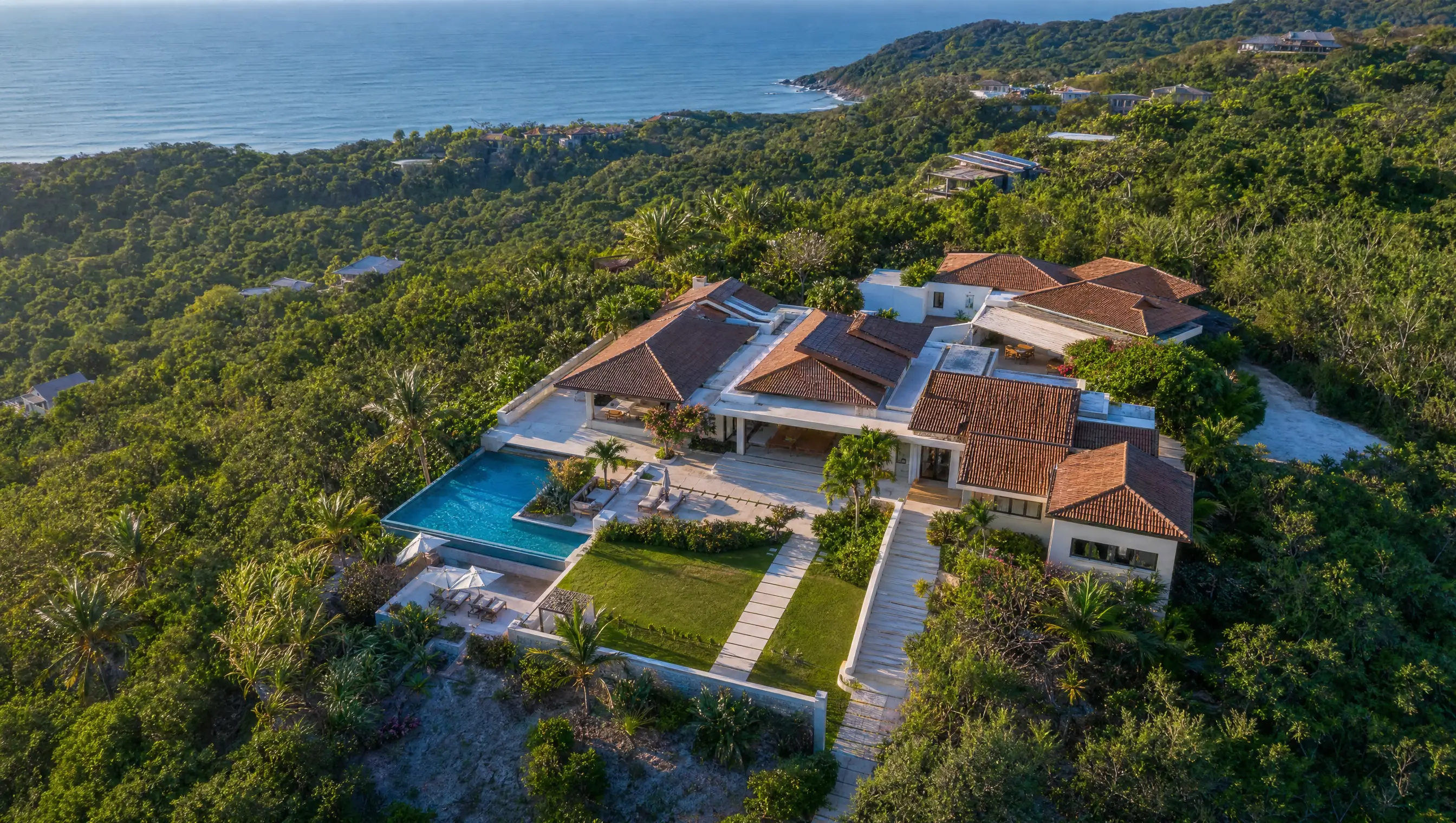 Luxury waterfront property aerial photography