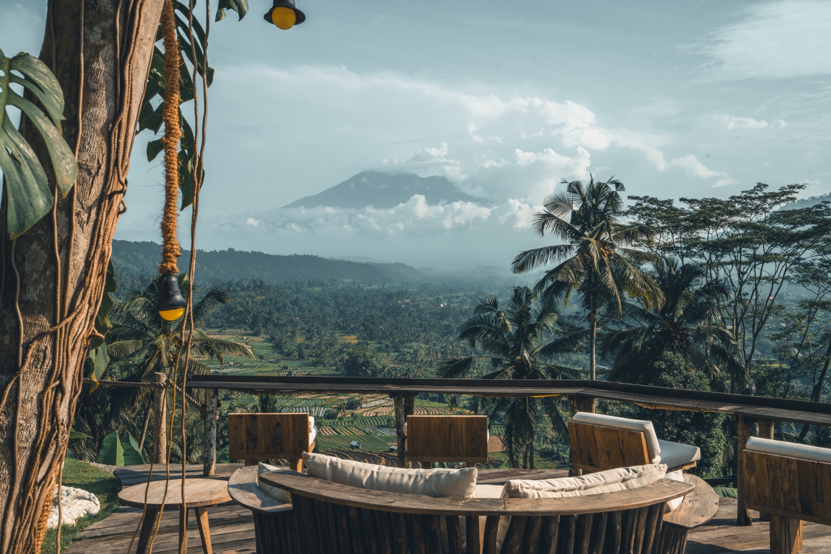 Mountain vista lounge overlooking rice terraces